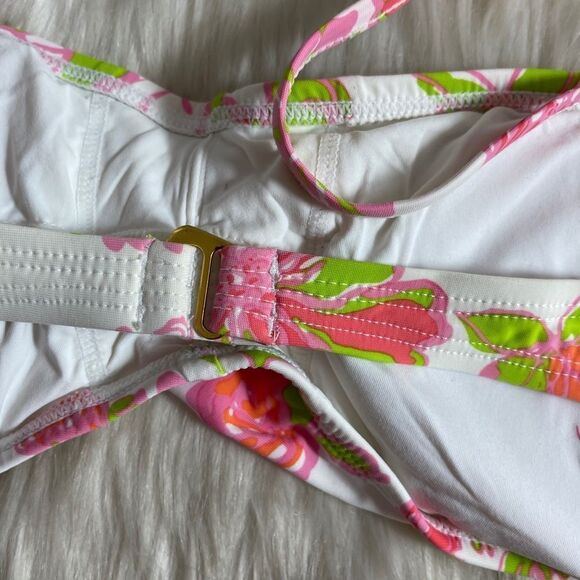 Lilly Pulitzer Pink Floral Bandeau Swim Top Sz M - Picture 5 of 6